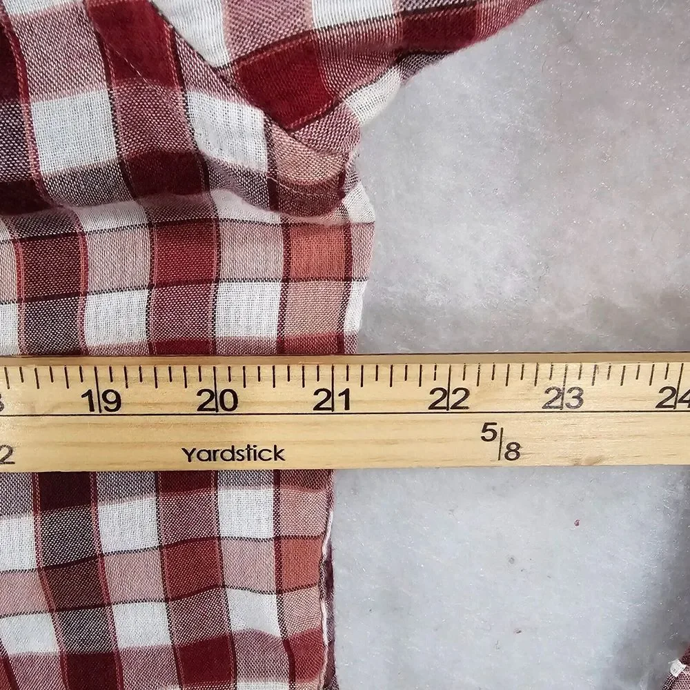Banana‎ Republic Standard Fit Button Down Shirt Mens Plaid Checked Red White M